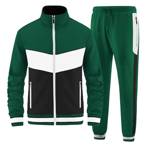 ANOTWENER Herren Trainingsanzüge Sets lässig lange Ärmel voller Reißverschluss Jacke und Jogginghose Jogginganzug Sport Outfits JW-7154-L von ANOTWENER