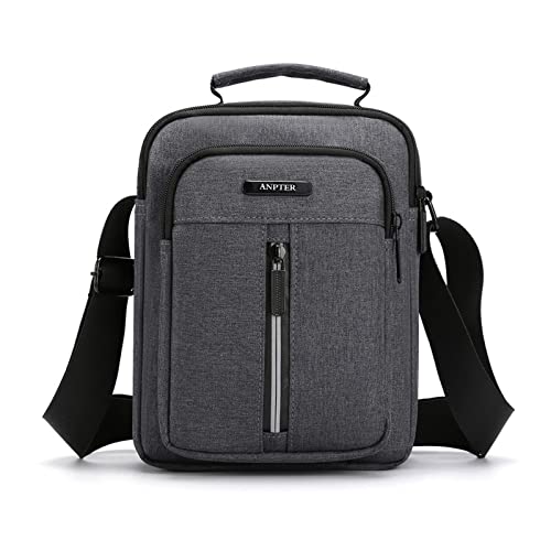 ANPTER Umhängetasche Herren Schultertasche Crossbody Herrentasche Handytasche Herrenhandtasche Kleine Umhängen Tasche Shulder Bag Messenger für Freizeit Urlaub Ausflug Spaziergang Wandern(Grau) von ANPTER