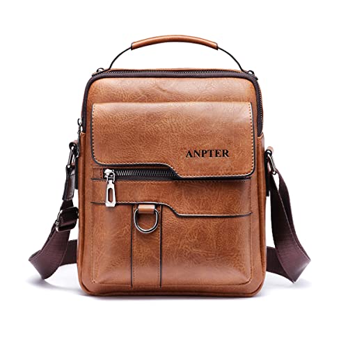 Herren-Umhängetasche, Vintage, Umhängetasche, Leder, kleine Shoulder, Crossbody-Bag, Business, Schulranzen, Handtasche, für Sport, Reisen, Arbeit von ANPTER