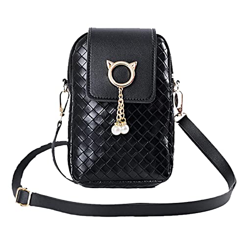 Umhängetasche Klein Damen Schultertasche Handy Umhängetasche Handytaschen Geldbörse Handtaschen Mode Shoulder Bag Crossbody Tasche für Damen Frauen Mädchen Kinder(Schwarz Damen Kleine Umhängetasche) von ANPTER