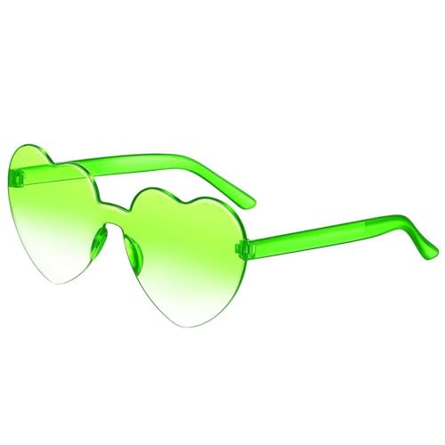 ANQKYO 20 stücke Liebe Herz Form Sonnenbrille Frauen Randlose Rahmen Farbton Klare Linse Bunte Sonnenbrille FüR Kinder(Gradient green) von ANQKYO