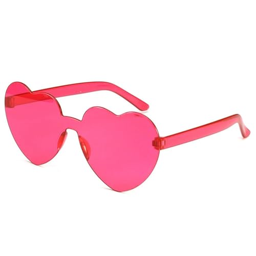 ANQKYO 20 stücke Liebe Herz Form Sonnenbrille Frauen Randlose Rahmen Farbton Klare Linse Bunte Sonnenbrille FüR Kinder(Rose red) von ANQKYO