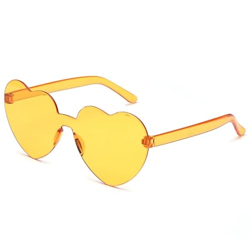 ANQKYO 20 stücke Liebe Herz Form Sonnenbrille Frauen Randlose Rahmen Farbton Klare Linse Bunte Sonnenbrille FüR Kinder(Yellow) von ANQKYO