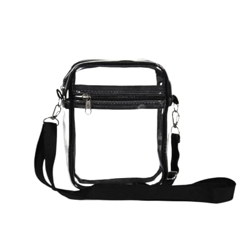 ANQKYO Damen Klare Umhängetasche Transparente Geldbörse Einfache Umhängetasche Mit Fronttasche Lässige Handtasche FüR Reisen(Black) von ANQKYO