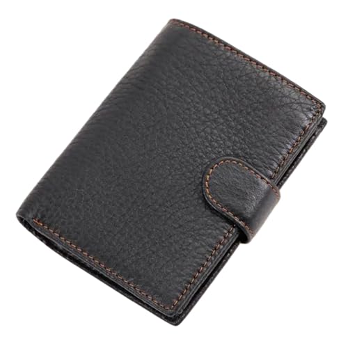 ANQKYO Geldbörse Herren 1 stücke Echtes Leder Karte Brieftasche Männer Frauen Echtes Leder Kurze Brieftasche Multi Karten Slots Taste Mann Geldbörse(Black) von ANQKYO