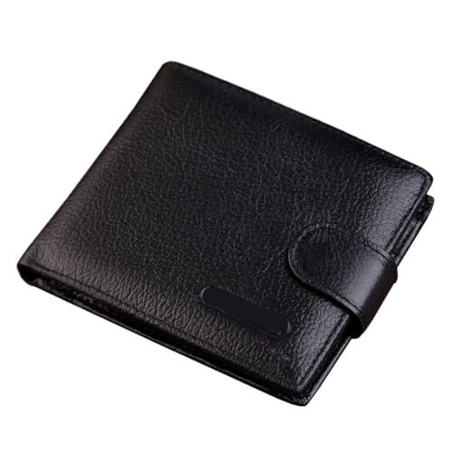 ANQKYO Geldbörse Herren 1 stücke Echtes Leder Männer Brieftasche männer Kurze Geld Clip Weiche Leder Geldbörse for Mann Schnalle Multi Karte Position Zippe Brieftasche(Black) von ANQKYO