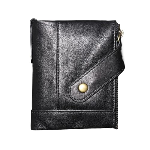 ANQKYO Geldbörse Herren Echtes Leder-Herren-Geldbörse, Herren-Geldbörsen, Retro-Leder-Multifunktions-Geldbörse(Black) von ANQKYO