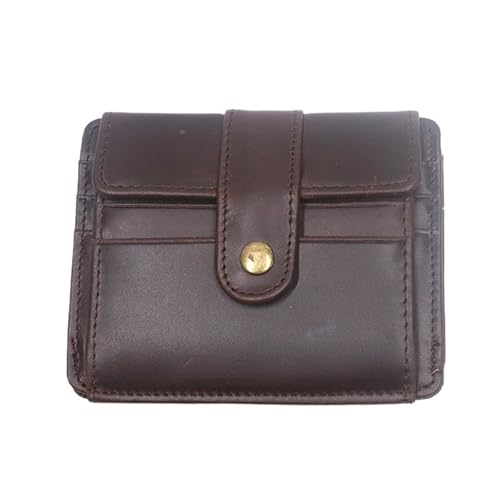 ANQKYO Geldbörse Herren Herren-Geldbörsen, Kurze Geldbörse, Retro-Wechselclip aus echtem Leder, Herren-Kartentasche mit Lederschlitz(Coffee) von ANQKYO