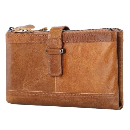 ANQKYO Geldbörse Herren Herren Geldbörsen Herren Lange Handtasche Business Vintage Leder Kupplung Mann Brieftasche Lange Brieftasche for Mann Casual Haltegriff Tasche Männliche geldbörse(Brown) von ANQKYO