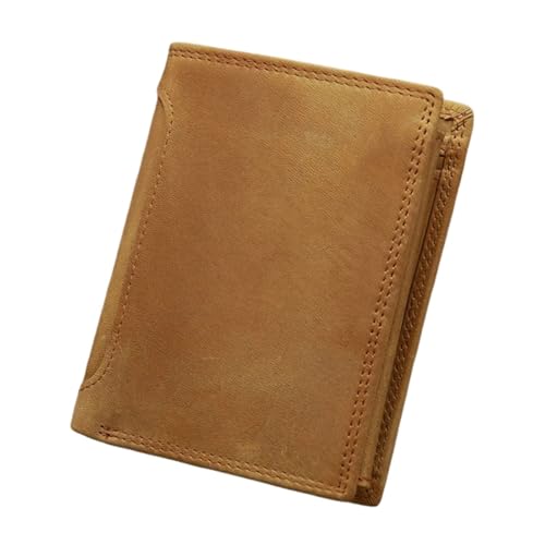 ANQKYO Geldbörse Herren Männer Echtes Leder Brieftasche Kreditkarte Münzfach Geld Tasche Dünne Kurze Kleine Geldbörse Brieftasche for Männer(Light Yellow) von ANQKYO