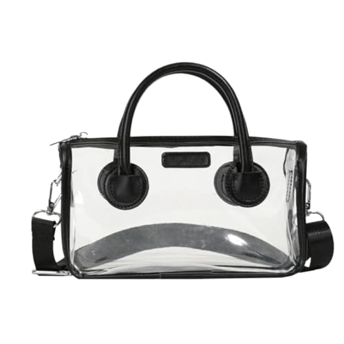 ANQKYO Klare PVC-Handtasche, praktische Umhängetasche, transparente Umhängetasche mit Reißverschluss FüR Reisen(Black) von ANQKYO