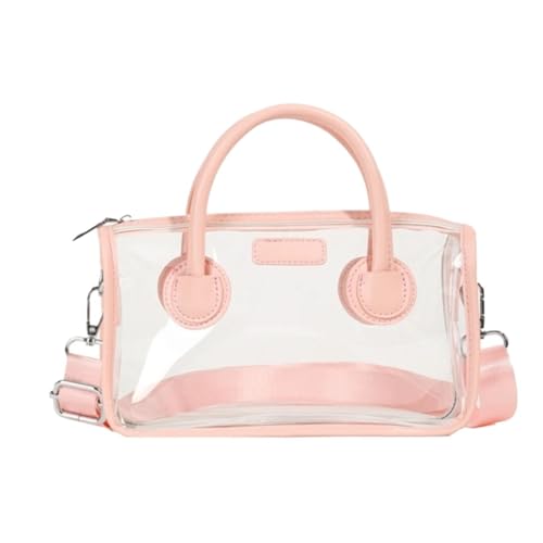 ANQKYO Klare PVC-Handtasche, praktische Umhängetasche, transparente Umhängetasche mit Reißverschluss FüR Reisen(Pink) von ANQKYO