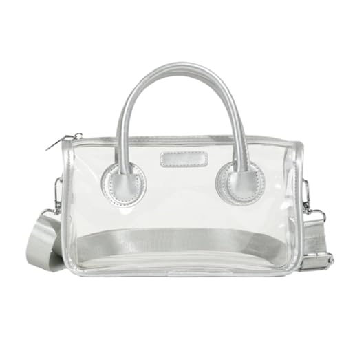 ANQKYO Klare PVC-Handtasche, praktische Umhängetasche, transparente Umhängetasche mit Reißverschluss FüR Reisen(Silver) von ANQKYO