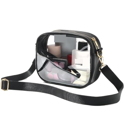 ANQKYO Klare Tasche, transparente Umhängetasche for Geldbörsen for Männer und Frauen PVC transparente Tasche FüR Reisen(Black) von ANQKYO