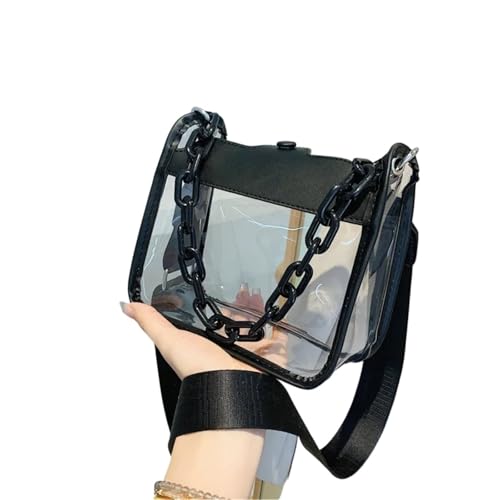 ANQKYO Sommer Frauen Klar Transparent Umhängetasche Weibliche Handtaschen Und Geldbörsen Kette Platz Umhängetasche FüR Reisen(Black) von ANQKYO