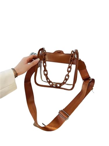 ANQKYO Sommer Frauen Klar Transparent Umhängetasche Weibliche Handtaschen Und Geldbörsen Kette Platz Umhängetasche FüR Reisen(Brown) von ANQKYO