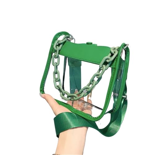 ANQKYO Sommer Frauen Klar Transparent Umhängetasche Weibliche Handtaschen Und Geldbörsen Kette Platz Umhängetasche FüR Reisen(Green) von ANQKYO