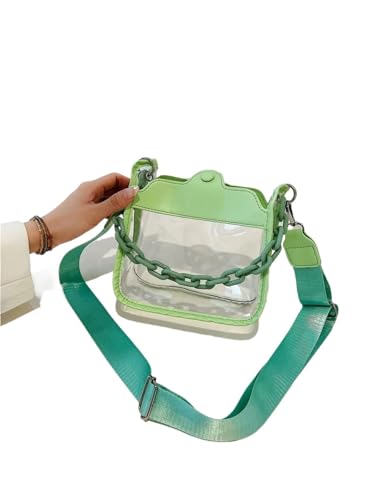ANQKYO Sommer Frauen Klar Transparent Umhängetasche Weibliche Handtaschen Und Geldbörsen Kette Platz Umhängetasche FüR Reisen(Light green) von ANQKYO