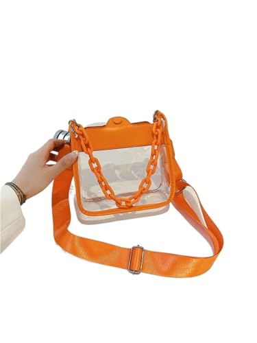 ANQKYO Sommer Frauen Klar Transparent Umhängetasche Weibliche Handtaschen Und Geldbörsen Kette Platz Umhängetasche FüR Reisen(Orange) von ANQKYO