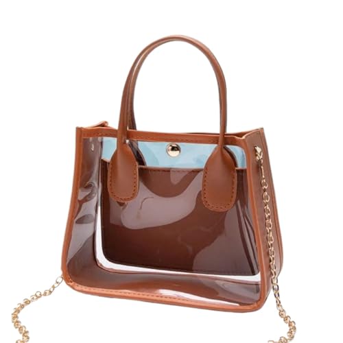 ANQKYO Transparente Handtasche Kleine Vielseitige Kette Umhängetasche Messenger Bag Transparente Schultertasche FüR Reisen(Brown) von ANQKYO