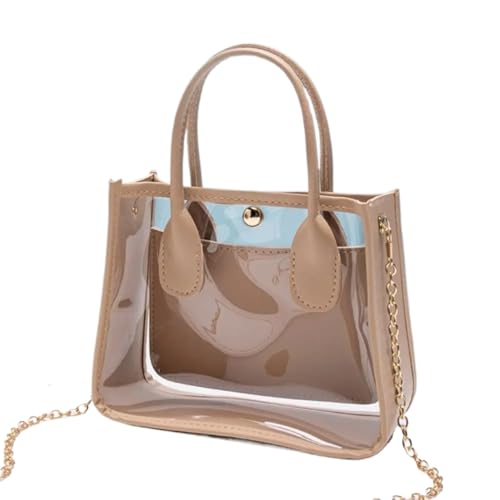 ANQKYO Transparente Handtasche Kleine Vielseitige Kette Umhängetasche Messenger Bag Transparente Schultertasche FüR Reisen(Khaki) von ANQKYO