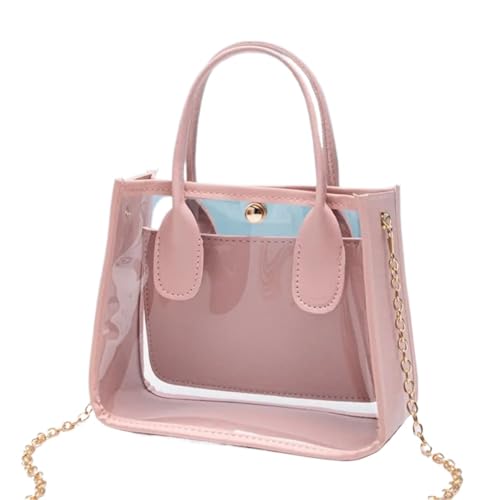 ANQKYO Transparente Handtasche Kleine Vielseitige Kette Umhängetasche Messenger Bag Transparente Schultertasche FüR Reisen(Pink) von ANQKYO
