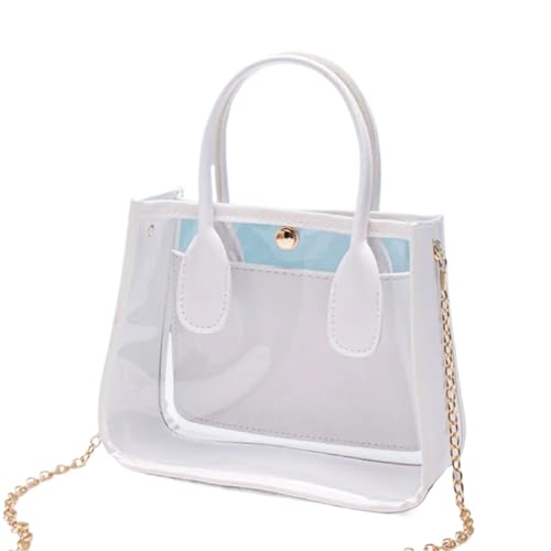 ANQKYO Transparente Handtasche Kleine Vielseitige Kette Umhängetasche Messenger Bag Transparente Schultertasche FüR Reisen(White) von ANQKYO