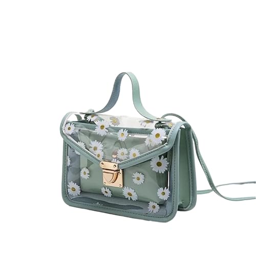 ANQKYO Transparente Umhängetasche Damen Transparente Umhängetasche Hardware Kettenriemen Messenger Handtasche Tote FüR Reisen(Green) von ANQKYO