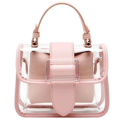 ANQKYO Transparente Umhängetasche Transparente Tasche, Damentasche, Frühlings- und Sommertasche, Damen-PVC-Handtasche FüR Reisen(Pink) von ANQKYO