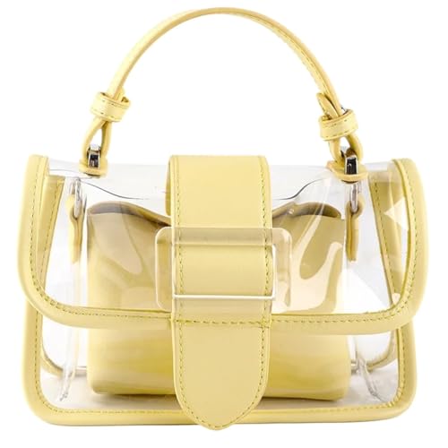 ANQKYO Transparente Umhängetasche Transparente Tasche, Damentasche, Frühlings- und Sommertasche, Damen-PVC-Handtasche FüR Reisen(Yellow) von ANQKYO