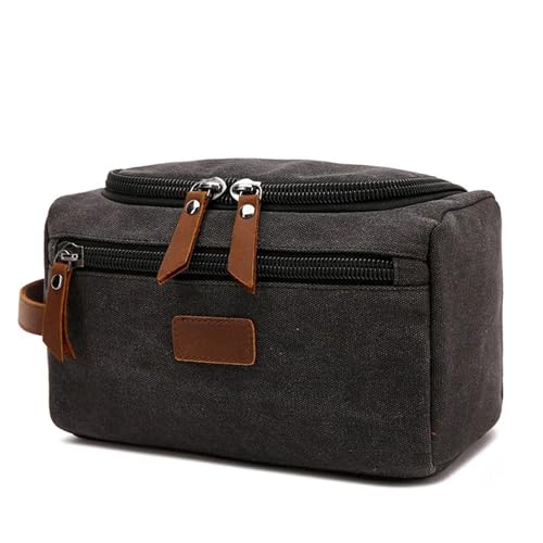 Reise Kulturbeutel Leinwand Make-Up Fall Männer Handtasche Tasche Weibliche Brieftasche Schlüssel Männer Hand Geldbörse Männlichen Kupplung Tasche Zipper Kulturbeutel Handgelenk Tasche(Black) von ANQKYO