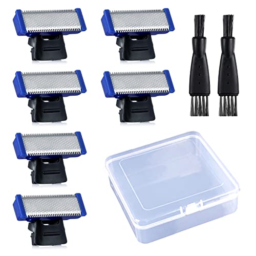 Rasierer-Ersatzkopf, 6 Stück, kompatibel mit Microtouch Solo 2 x Rasierpinsel mit Box (6 Stück) von ANROLA