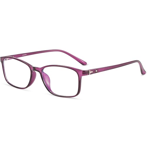 ANRRI Blaulichtfilter Brille Computerbrille Gaming Anti Belastung Deraugen UV Blaues Blockiert Superleichte Verringerung der Augenbelastung Mode für Damen Herren (Lila, Blaulichtblockierend) von ANRRI