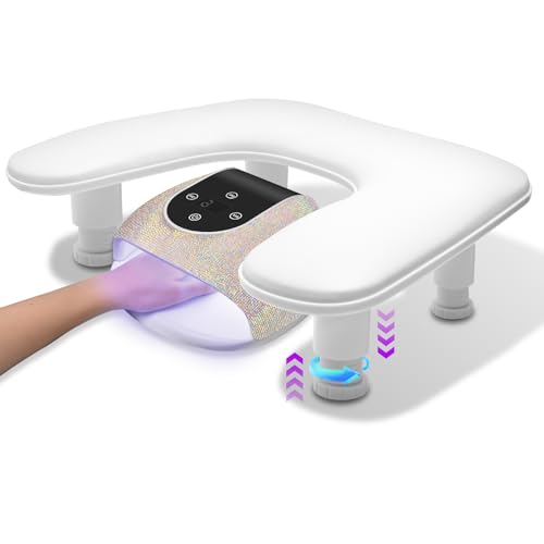 ANRUI Große Handkissen Handauflage Nagelstudio: Höhenverstellbare Maniküre Kissen - U-förmige Nagel Armauflage - PU Leather Nageldesign Nagelkissen für Nageldesign-Enthusiast Nageltechniker - Weiß von ANRUI
