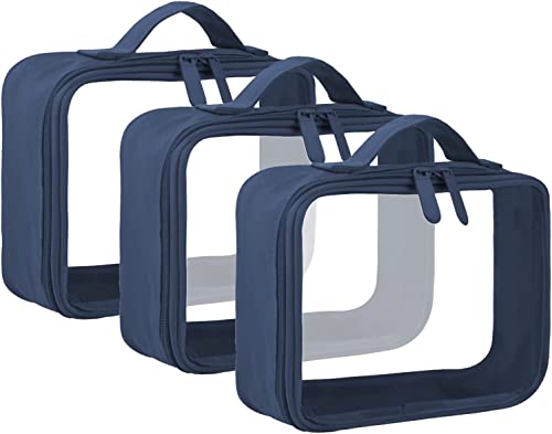 ANRUI 3 Stück Kulturbeutel Transparent, Reise Kulturtasche Kosmetiktasche Durchsichtig für Damen & Herren, Kulturbeutel Flugzeug Handgepäck für Flüssigkeiten, Transparent Waschbeutel Toilettentasche von ANRUI
