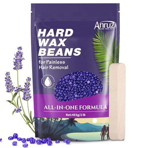 ANRUZ Waxing Perlen für Empfindliche Haut – 453 g Wachsperlen Haarentfernung mit 10 Applikatoren – Violette Wax Perlen für Augenbrauen, Gesicht, feines Haar zu Hause Wachsen für Wachswärmer ANRUZ Waxing Perlen für Empfindliche Haut – 453 g Wachsperlen Haarentfernung mit 10 Applikatoren – Violette Wax Perlen für Augenbrauen, Gesicht, feines Haar zu Hause Wachsen für Wachswärmer von ANRUZ
