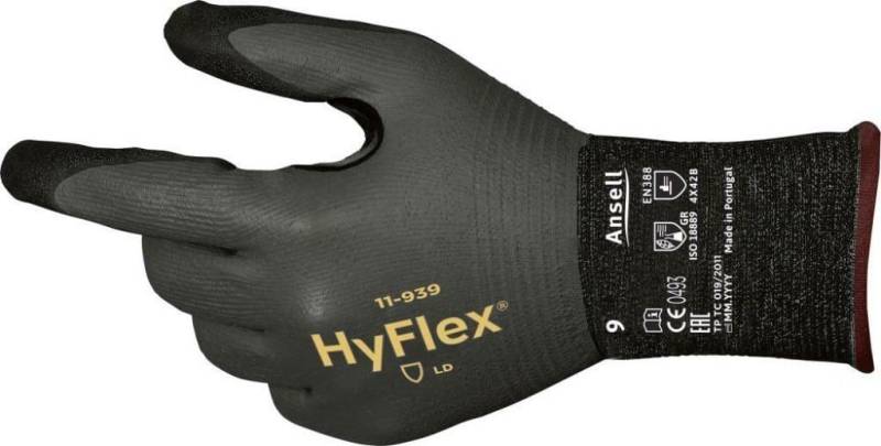 ANSELL Arbeitshandschuhe 12 Paar ANSELL Montagehandschuh Hyflex 11-939 Gr. 8 Arbeitshandschuh von ANSELL