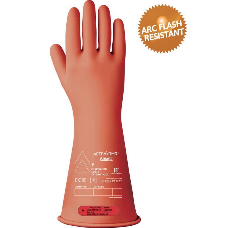 ANSELL Arbeitshandschuhe Ansell RIG014R120 Naturlatex Elektrikerhandschuh EN 60903, EN 21420: von ANSELL