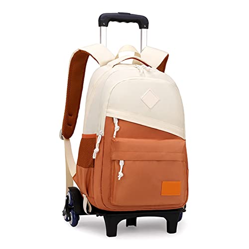 ANSIEDIO Jungen Trolley Schultaschen Rucksack Kinder Rollen Schulrucksack Schüler Schultasche Rollenreisetasche Sportrucksack (Orange) von ANSIEDIO