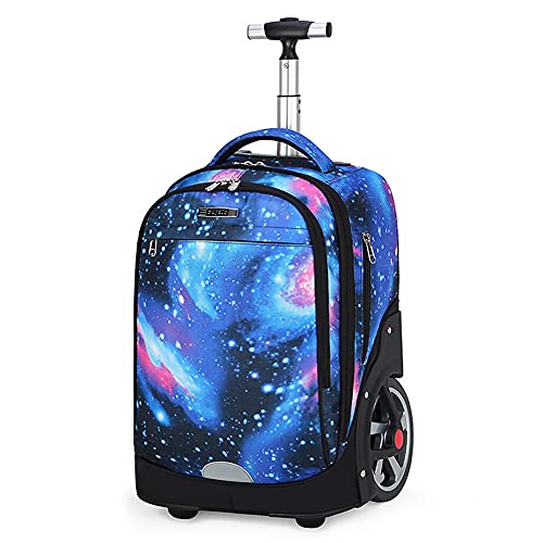 ANSIEDIO Trolley Rucksack Schulrucksack Multifunktionaler Rucksack Schultaschen Koffer Reise Schule Rucksack für Jungen Mädchen (Sternenhimmel Blau) von ANSIEDIO