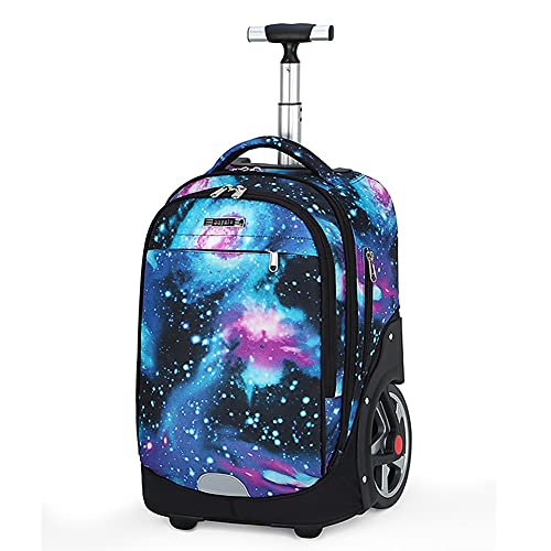 ANSIEDIO Trolley Rucksack Schulrucksack Kinder Multifunktionaler Rucksack Schultaschen Koffer Reise Schule Rucksack für Jungen Mädchen (Sternenhimmel Grün) von ANSIEDIO