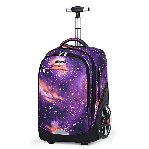 ANSIEDIO Trolley Rucksack Schulrucksack Kinder Multifunktionaler Rucksack Schultaschen Koffer Reise Schule Rucksack für Jungen Mädchen (Sternenhimmel Lila) von ANSIEDIO