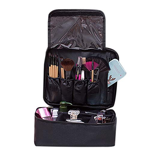 ANSO Professionelle GroßE Kosmetiktasche Kosmetiktasche Aufbewahrungshandgriff Organizer Travel Kit-Schwarzer Pinselbeutel von ANSO