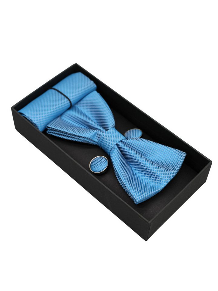 ANTALUX Fliege Elegantes 4-teiliges Herren-Set: Fliege, Tuch & Manschettenknöpfe von ANTALUX