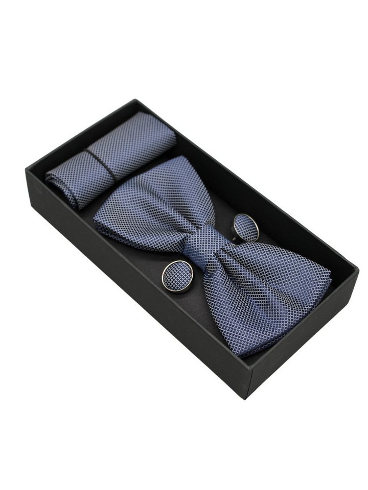 ANTALUX Fliege Elegantes 4-teiliges Herren-Set: Fliege, Tuch & Manschettenknöpfe von ANTALUX