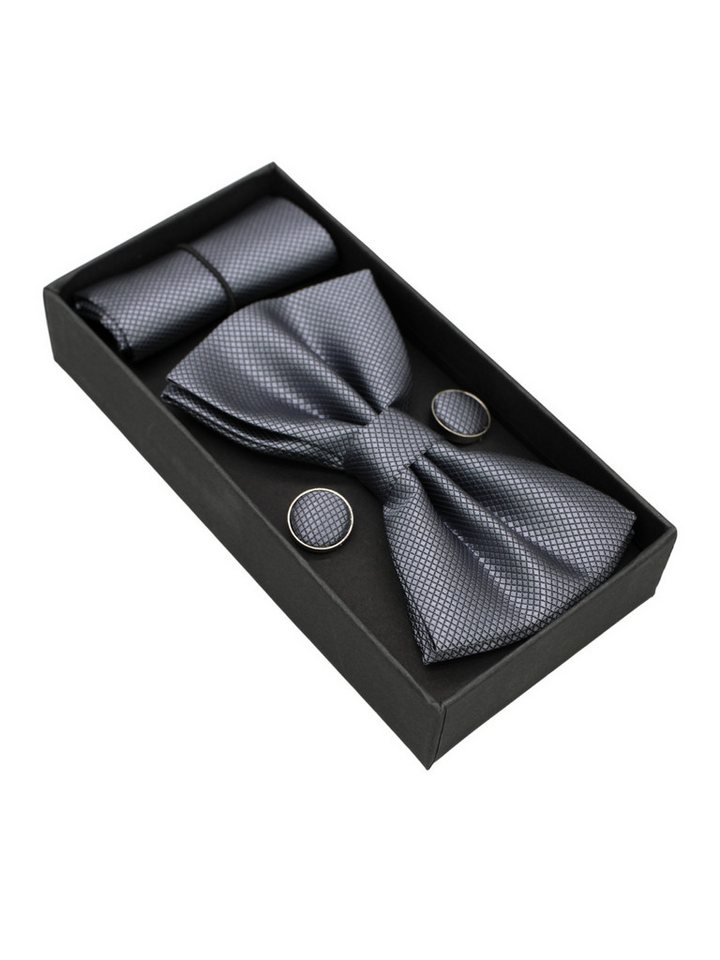 ANTALUX Fliege Elegantes 4-teiliges Herren-Set: Fliege, Tuch & Manschettenknöpfe von ANTALUX
