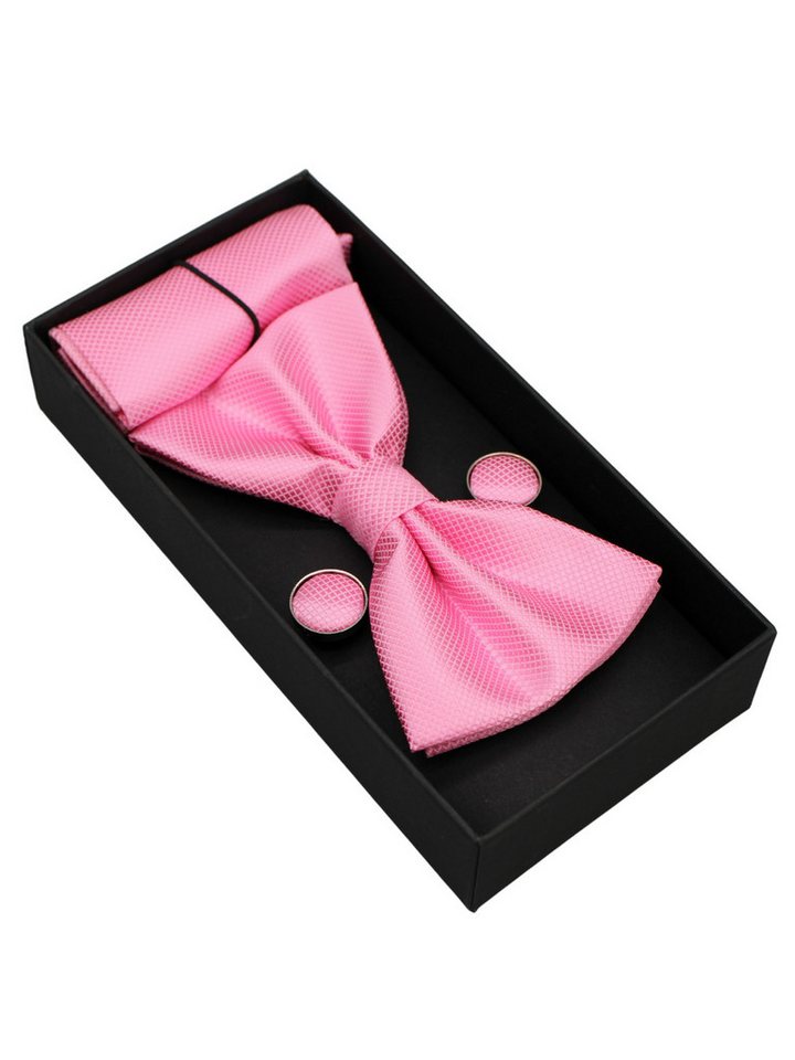 ANTALUX Fliege Elegantes 4-teiliges Herren-Set: Fliege, Tuch & Manschettenknöpfe von ANTALUX