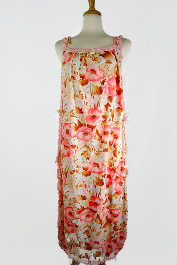 Vintage Blumendruck Lounge Kleid Spitze & Band Detail, Swim Cover Up von ANTIGOs