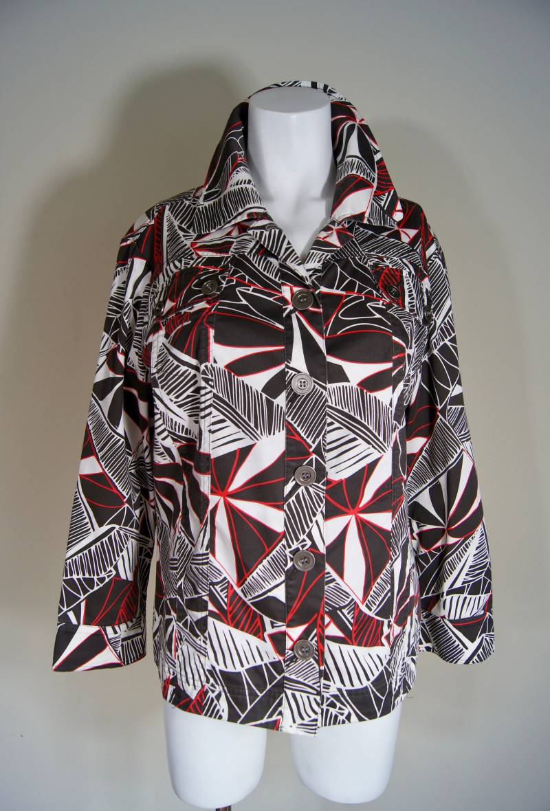 Vintage Chico's Damen Jacke Blumen Print Baumwolle Nylon Elasthan von ANTIGOs