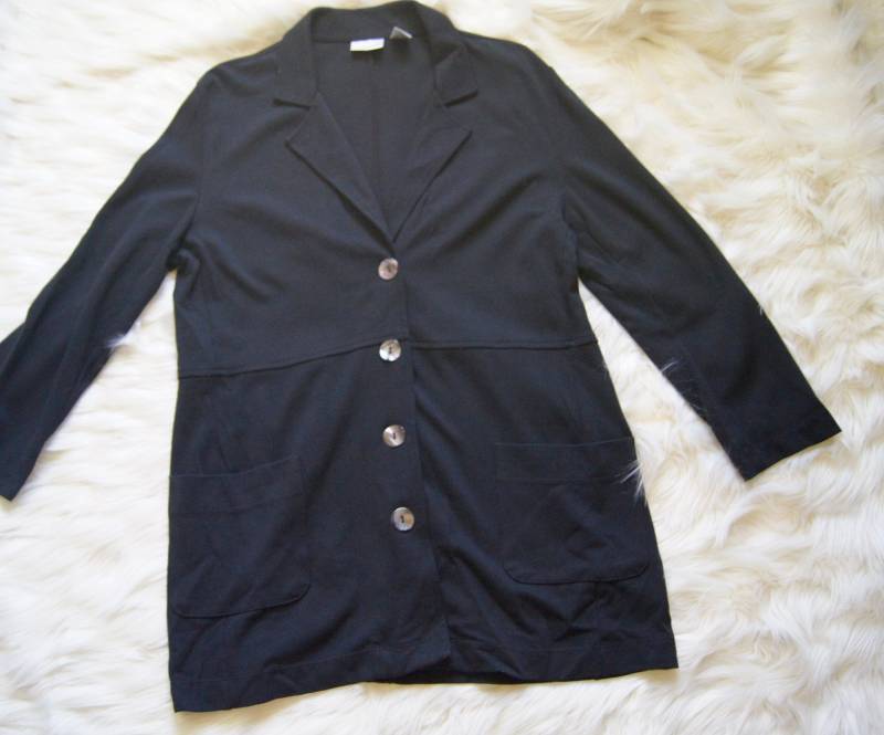 Vintage Chico's Damen Schwarzer Blazer Rayon Nylon Spandex Made in Usa Größe 2 von ANTIGOs